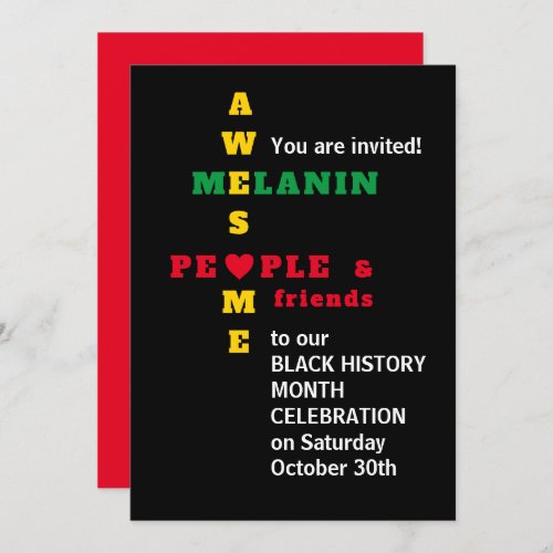 Awesome Melanin Black History Month Invitation