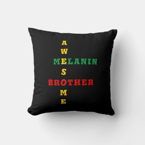 Awesome Melanin Brother Throw Pillow