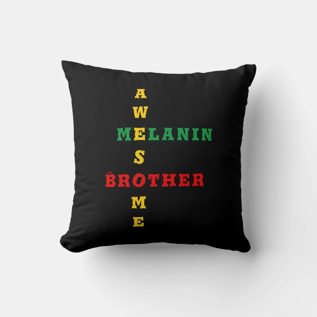 Awesome Melanin Brother Throw Pillow (Front)