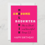 Awesome Melanin DAUGHTER Birthday Card<br><div class="desc">Stylish pink birthday card in crossword format with the words AWESOME MELANIN DAUGHTER plus customizable Christian quote based on Song of Solomon 1:5 - I AM BLACK AND BEAUTIFUL. The Scripture verse and reference can be personalized with text of your choice, or deleted. Other versions (Mother, Father, Sister, etc) are...</div>