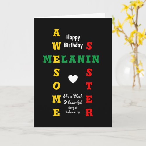 Awesome Melanin Sister Christian Happy Birthday Card
