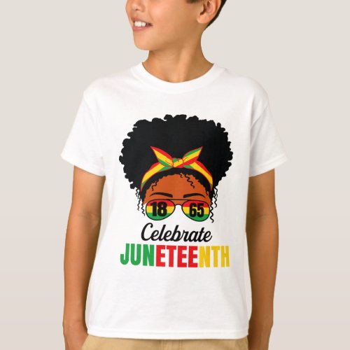Awesome Messy Bun Celebrate Juneteenth Black Histo T_Shirt