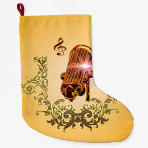 Awesome microphone and clef large christmas stocking