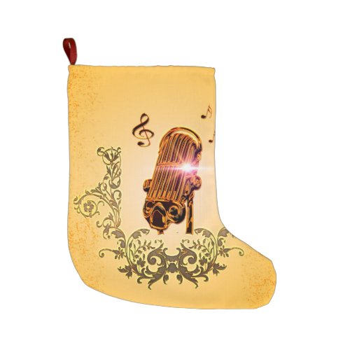 Awesome microphone and clef large christmas stocking