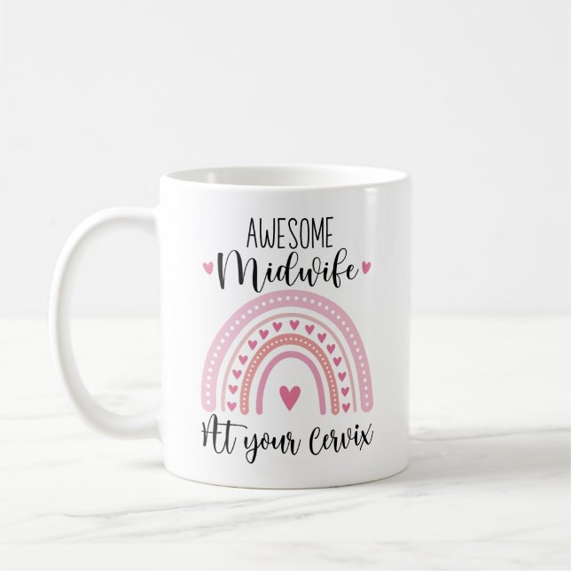 Awesome Midwife At Your Cervix Gift For Midwife Coffee Mug (Left)