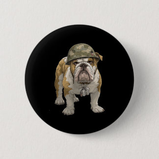 Awesome Military Bulldog Costume Button
