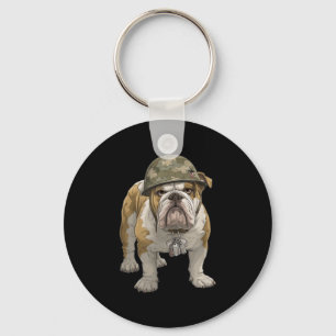 Awesome Military Bulldog Costume Keychain