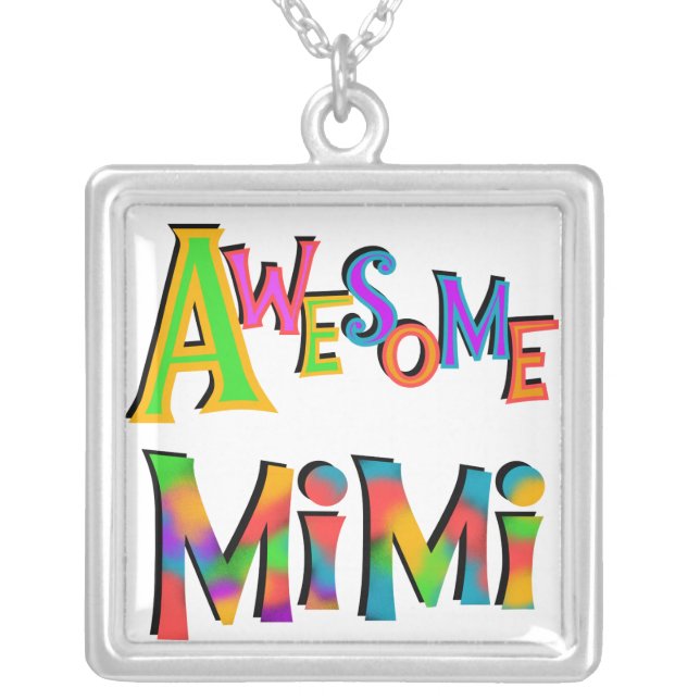Awesome Mimi T-shirts and Gifts Silver Plated Necklace (Front)