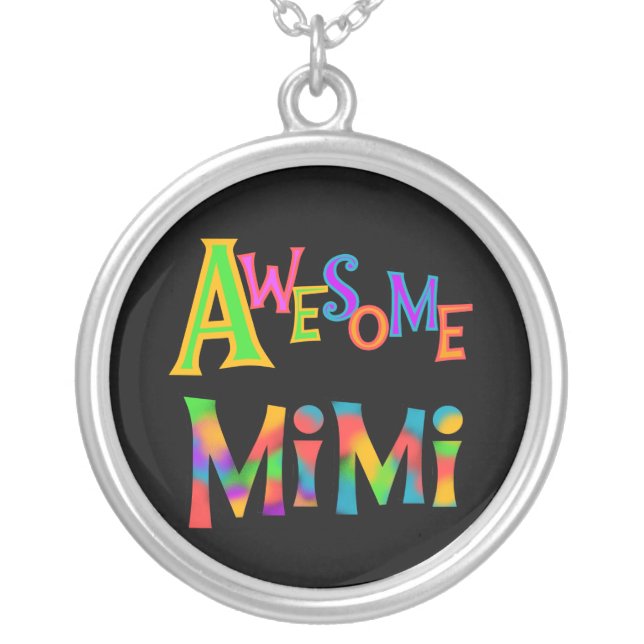 Awesome Mimi T-shirts and Gifts Silver Plated Necklace (Front)