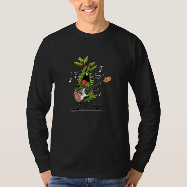 Awesome Mistletoe Graphic for Rocking Guitar Lover T-Shirt (Front)