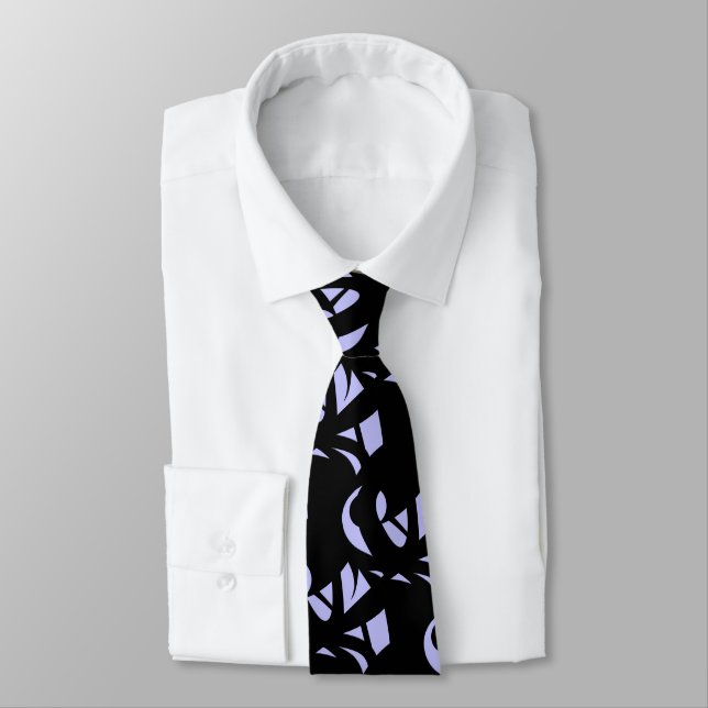 Awesome Modern Art  Black and Lavender Neck Tie (Tied)