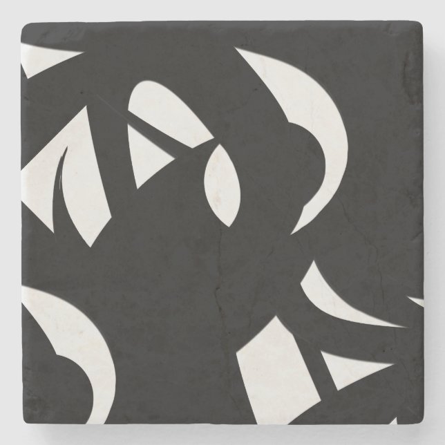 Awesome Modern Art  Black and White Stone Coaster (Front)