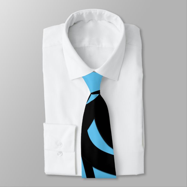 Awesome Modern Art Blue / Black 2 Neck Tie (Tied)