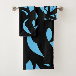Awesome Modern Art Blue / Black Bath Towel Set