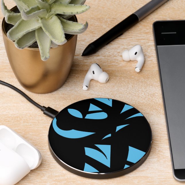 Awesome Modern Art Blue / Black Wireless Charger (Desk 2)