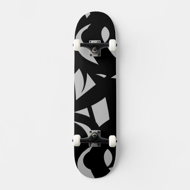 Awesome Modern Art Gray / Black Skateboard (Front)