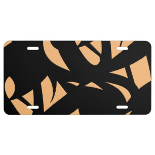 Awesome Modern Art Peach / Black License Plate