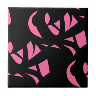 Awesome Modern Art Pink / Black Ceramic Tile