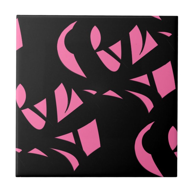 Awesome Modern Art Pink / Black Ceramic Tile (Front)
