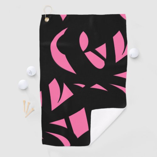Awesome Modern Art Pink  Black Golf Towel