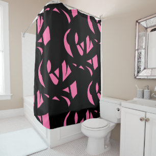 Awesome Modern Art Pink / Black Shower Curtain