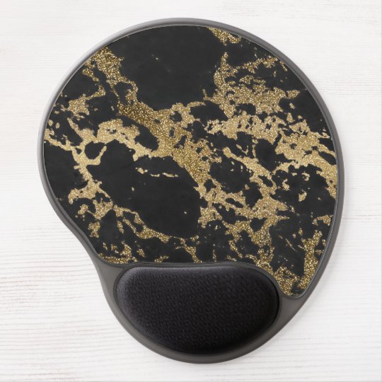 Awesome modern faux gold glitter black marble gel mouse pad