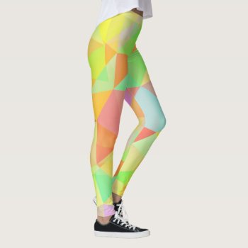 Awesome Modern Geometric Multi Color Pattern Leggings by FUNNSTUFF4U at Zazzle