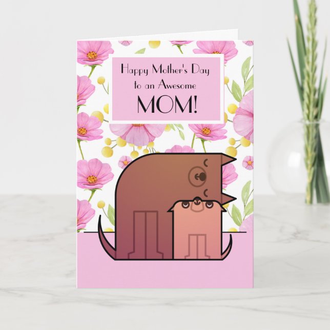 Awesome Mom 5" x 7" Folded Greeting Card (Front)