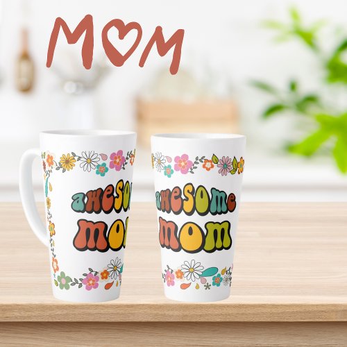 Awesome MOM 70s themed Flower Power Latte Mug
