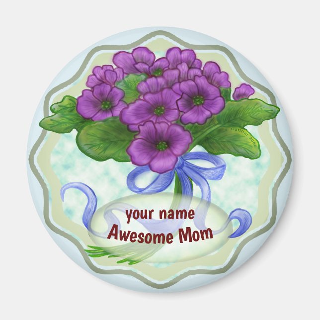 Awesome Mom Bouquet custom magnet (Front)