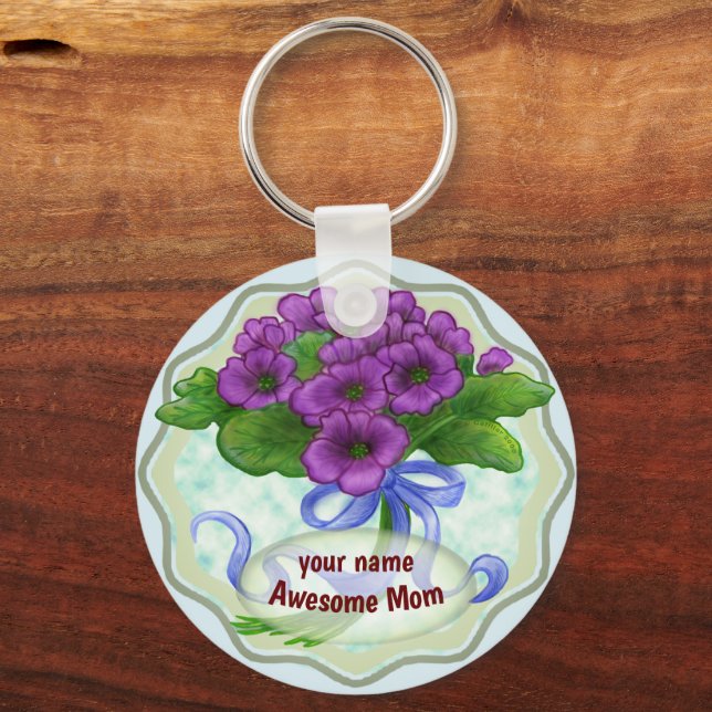 Awesome Mom Bouquet   keychain  (Front)