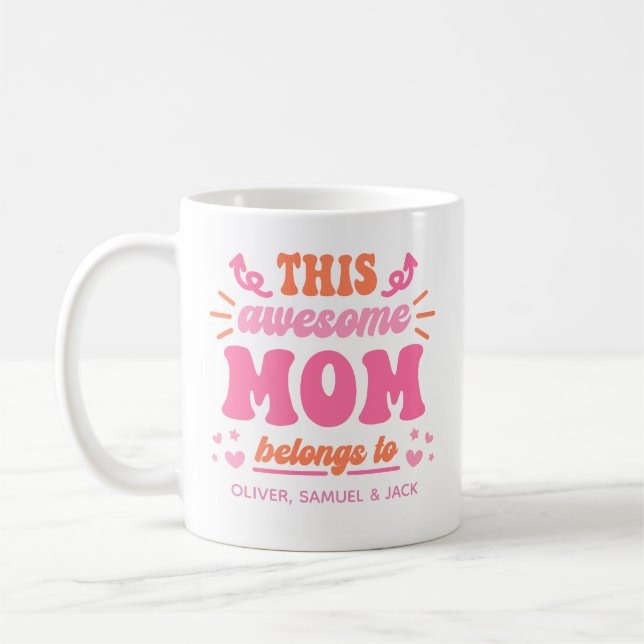Awesome Mom Pink Orange Coffee Mug (Left)