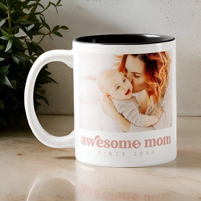 Awesome Mom Since 20XX Modern Mother's Day Two-Tone Coffee Mug (Creator Uploaded)