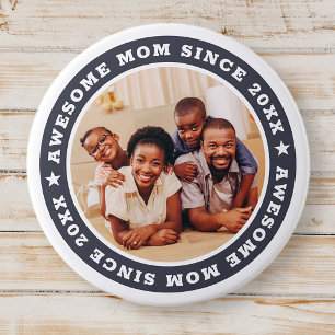 Awesome Mom Since 20XX Modern Simple Photo Button