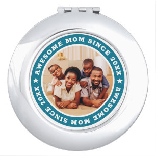Awesome Mom Since 20XX Modern Simple Photo Compact Mirror