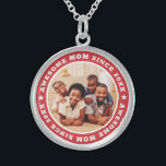 Awesome Mom Since 20XX Modern Simple Photo Sterling Silver Necklace<br><div class="desc">This simple and modern design is composed of serif typography and add a custom photo. Awesome Mom Since 20XX  circles the photo of your mom,  mother,  mama,  mum etc. This is a perfect gift for your Mom on her birthday,  mother's day,  christmas,  etc.</div>