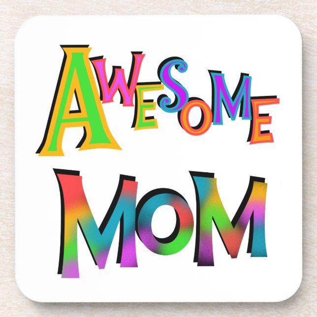 Awesome Mom T-shirts and Gifts Beverage Coaster (Front)