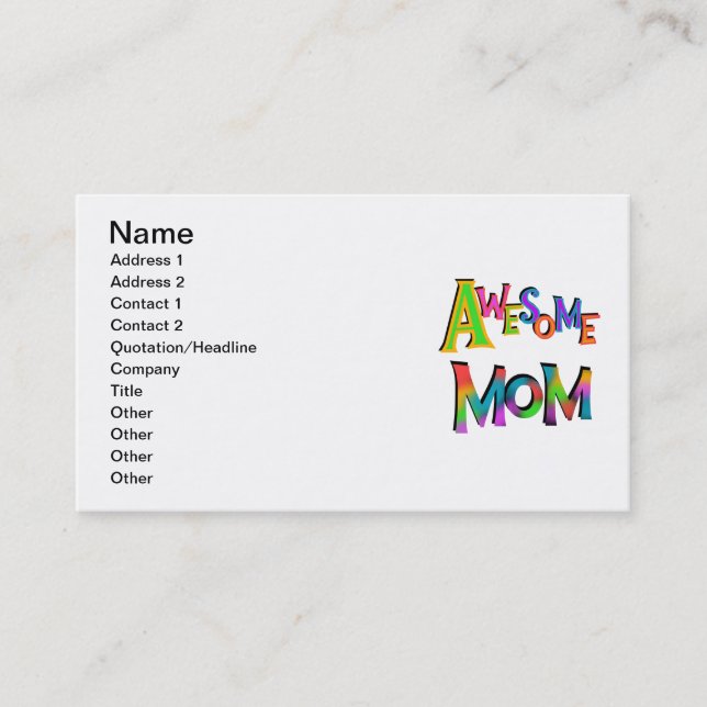 Awesome Mom T-shirts and Gifts Calling Card (Front)