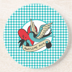Awesome Mom Tattoo and Harlequin Coaster