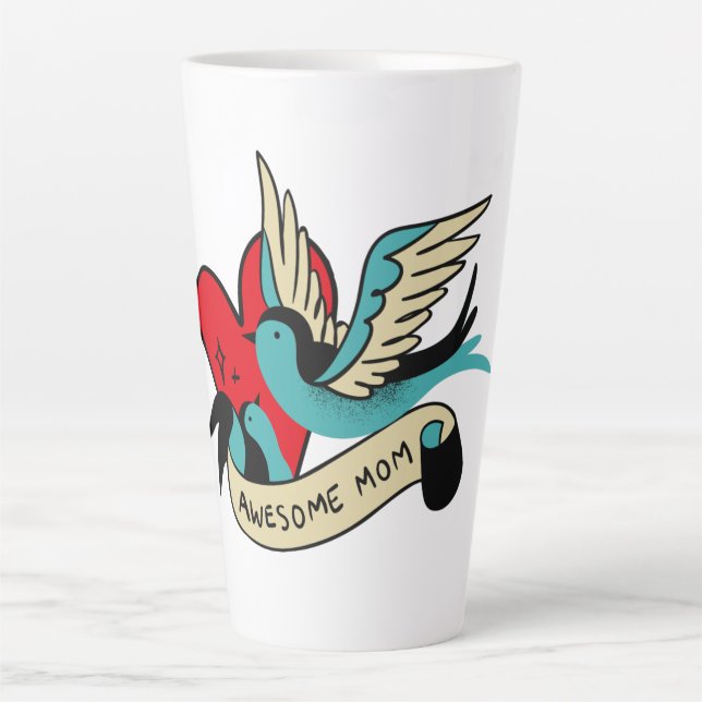Awesome Mom Tattoo   Latte Mug (Front)