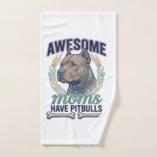 Awesome Moms Have Pitbulls Dog Bone Wreath Hand Towel