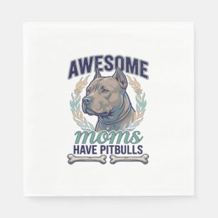 Awesome Moms Have Pitbulls Dog Bone Wreath Napkins