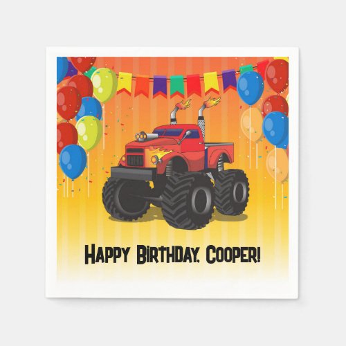 Awesome Monster Truck Birthday Party Napkins