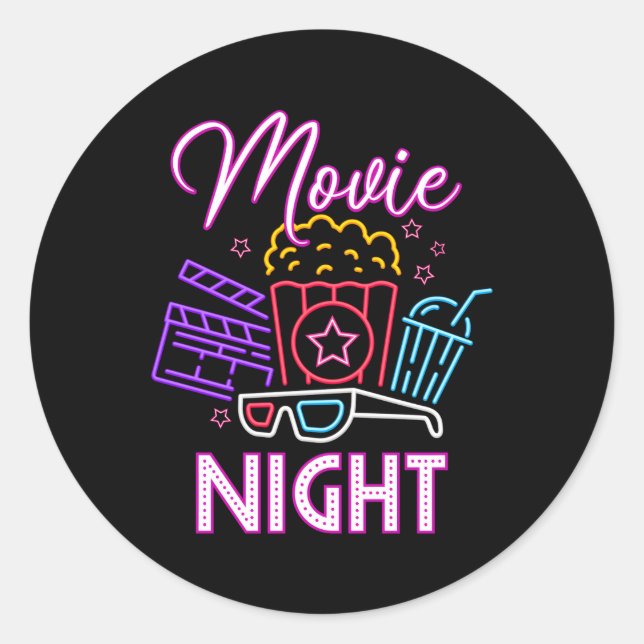 Awesome Movie Py Movie Movie Night Classic Round Sticker (Front)