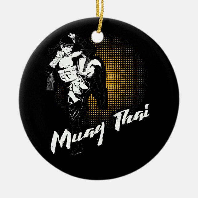 Awesome Muay Thai Fists - Distressed Martial Art Ceramic Ornament (Front)