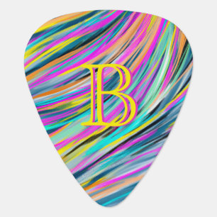 Awesome Multicolor Neon Psychedelic Monogram Guitar Pick