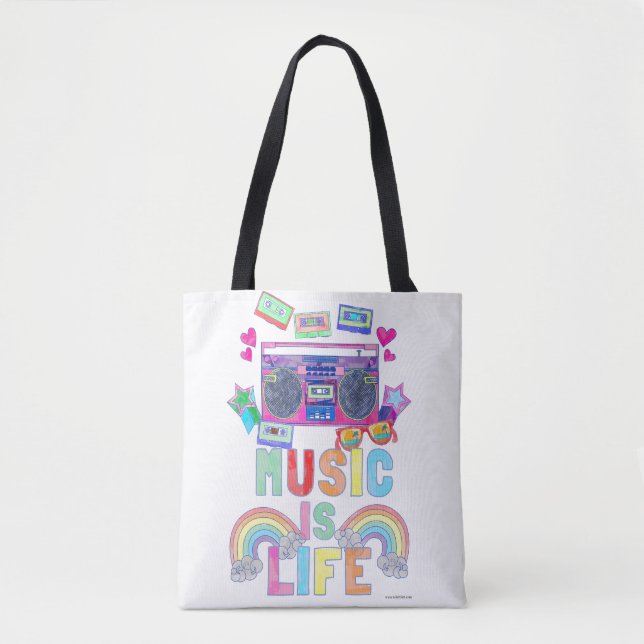 Awesome Music Is Life Saying Tote Bag (Front)