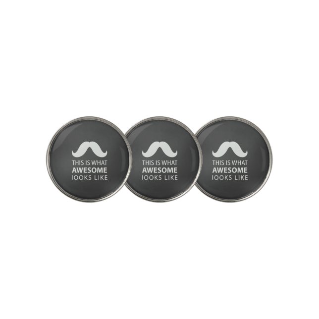 Awesome Mustache Golf Ball Marker (3 Up)