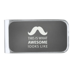 Awesome Mustache Silver Finish Money Clip