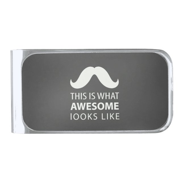 Awesome Mustache Silver Finish Money Clip (Front)